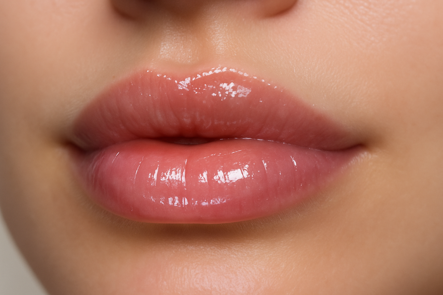 close up of beautiful glossy lips